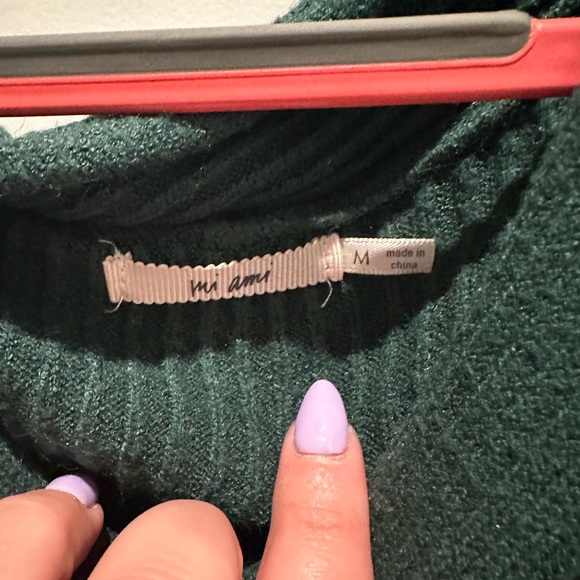 Green off the shoulder sweater top - Picture 3 of 3